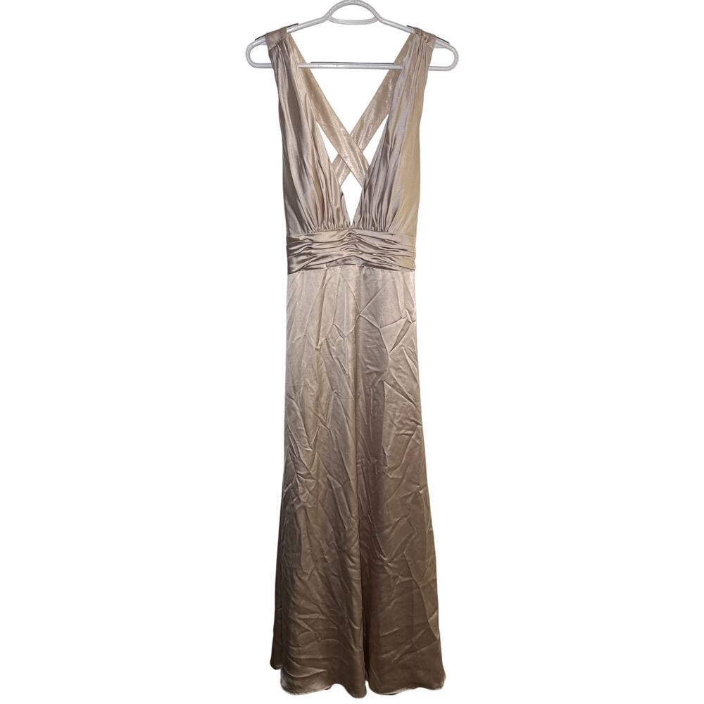 Revelry champagne cross back‎ bridesmaid dress womens 14 wedding prom hoco